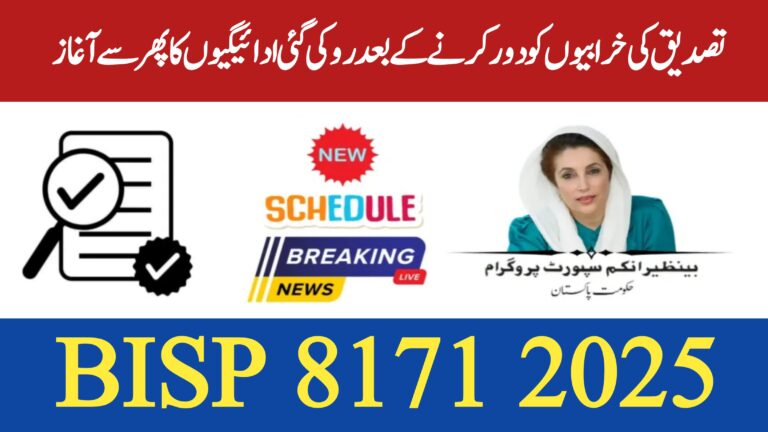 BISP Reinstates Payments for Eligible Families After Data Verification || July 2025 Update, 8171webportal.ehsasapnaghar.com