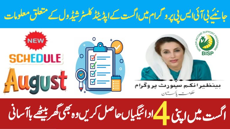 BISP Kafalat August 2025 Payment Schedule || Phase 4 Wise Disbursement and Cluster Updates, 8171webportal.ehsasapnaghar.com